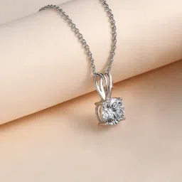 Ornate Jewels 925 Silver 1 Carat American Diamond Solitaire Necklace For Women-picture-22
