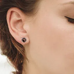 Meadows 925 Sterling Silver Quartz Studded Circular Shaped Studs-picture-49