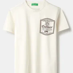 United Colors Of Benetton Off White Cotton Regular Fit Printed T-Shirt-picture-24
