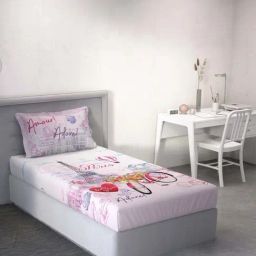 DDecor Wanderlust Conversational Pink Cotton 136 TC Single Bedsheet With 1 Pillow Cover-picture-25