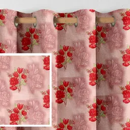 Aura Pink & Green 2 Pieces Floral Printed Door Curtain-picture-39