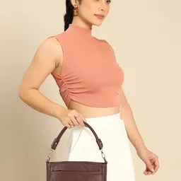 PARSLEY Women Solid Structured Leather Handheld Bag image 5