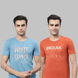 Vimal Jonney Rust & Blue Printed Lounge T-Shirt - Pack of 2-picture-19