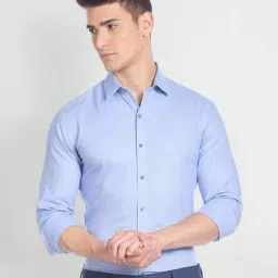Arrow Blue Cotton Regular Fit Checks Shirt-image-17
