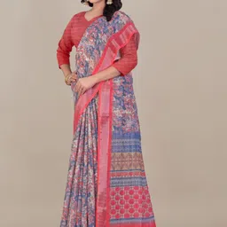 PAYAL CREATION Floral Printed Zari Pure Georgette Bandhani Saree with Blouse Piece image 5