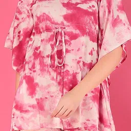 DARVI Tie & Dye Notch Neck Kaftan Tunic With Trousers image 2