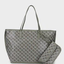MINI WESST Printed PU Structured Tote Bag with Bow Detail image 3