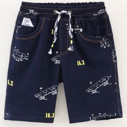 Little Kangaroos Knit Shorts Skateboard Print - Dark Blue-picture-21