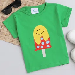 Knitting Doodles Pure Cotton Half Sleeves Cute Ice Cream Printed Tee - Green-picture-23
