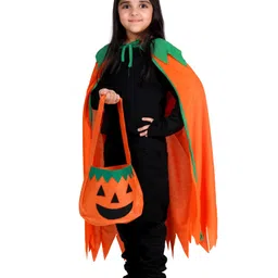 Itsmycostume Halloween Theme Full Sleeves Spooky Pumpkin Costume Set - Orange-image-5