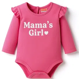 Babyhug 100% Cotton Knit Full Sleeves Onesie With Mama's Girl Print - Pink-picture-33