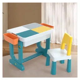 MONSTECH 6-in-1 Baby Study Table & Chair Set | Multifunctional Desk for Study, Writing, Drawing & Dining | Adjustable, Durable & Ergonomic | for 3-7 Years, Holds Up to 45kg (Blue & White)-image-18