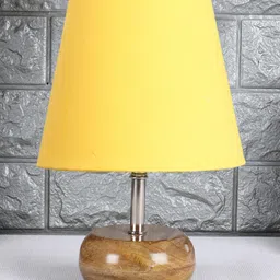 Devansh Cotton Round Brown Small Natural Table Lamp - Yellow image 2