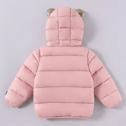 Kookie Kids Full Sleeves Hooded Padded Sweat Jacket With Ear Applique - Pink image 2