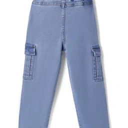 mark & mia Kookie Kids Denim Full Length Jeans With Cargo Pocket Detailing- Light Blue image 2