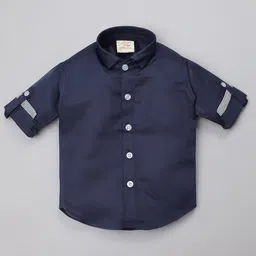 Rikidoos Full Sleeves Striped 3 Piece Coordinating Party Suit Set With Bow & Cap - Light Grey & Navy Blue image 2