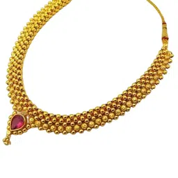 Heer Collection Gold Plated Ethnic Matte Finish Thushi Choker Necklace and Earrings image 3