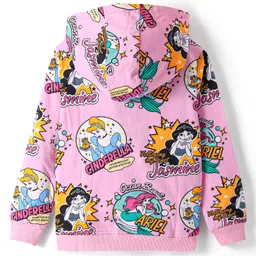 ollington st. disney Olington St.Disney Single Jersey Knit Full Sleeves Hooded Sweatshirt & Wide Leg Pant Set With Disney Princess Print - Pink image 3