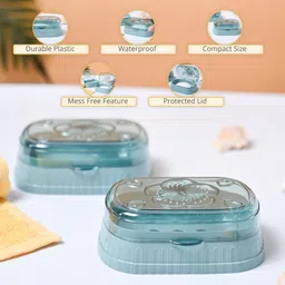 Voncasa Plastic Teal Soap Dish Holders - Blue image 3