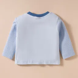 ToffyHouse Interlock Knit Full Sleeves Night Suit With Vehicle Embroidery - Light Blue image 3