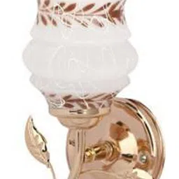 1ST TIME Brown & Gold-Toned Printed Metal Frustum Shaped Wall Lamp image 2