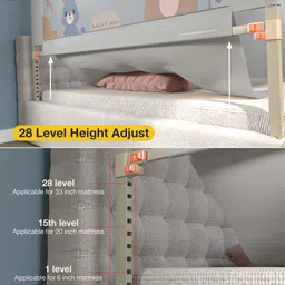 BAYBEE Baby Bed Rail Guard for Baby Toddlers Safety, Portable Kids Bed Rail Safeguard Fence with Adjustable Height | Foldable Single Side Bed Protector for Newborn Baby (Pack of 2, Light Grey, 150x80cm) image 4