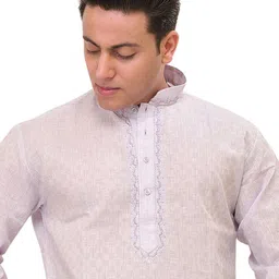 Exotic India Men Regular Pure Cotton Kurta with Pyjamas image 4