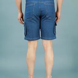 NIVASU Men Washed Denim Cargo Shorts image 4