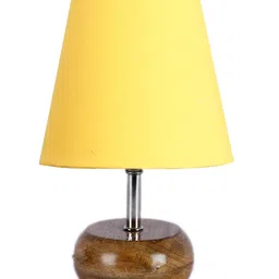 Devansh Cotton Round Brown Small Natural Table Lamp - Yellow image 5