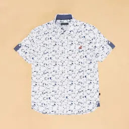 Pantaloons Junior Kids White & Blue Cotton Printed Shirt image 3