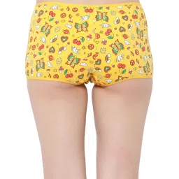 Clovia Navy & Yellow Cotton Printed Boyshorts Panties - Pack Of 5 image 3