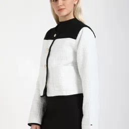 Tommy Hilfiger White & Black Regular Fit Colour Block Jacket image 3