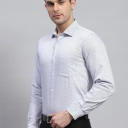 Monte Carlo Sky Blue Cotton Regular Fit Self Pattern Shirt image 3