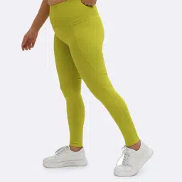 BlissClub Women Green The Motivator Leggings With Two Deep Side Pockets image 3