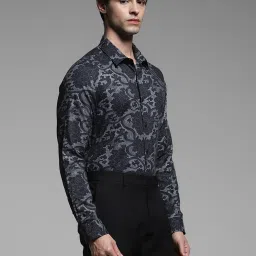 Jack & Jones Black Cotton Slim Fit Printed Shirt image 3