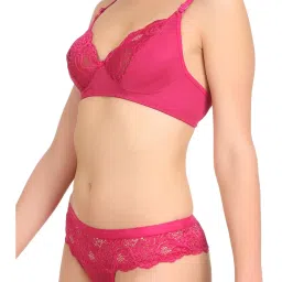 AROUSY Maroon & Pink Self Pattern Bra Panty Set - Pack Of 2 image 3