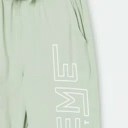 Fame Forever by Lifestyle Kids Sage Green Cotton Printed Trackpants image 3