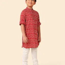 Fabindia Kids Red Printed Full Sleeves Kurta image 3