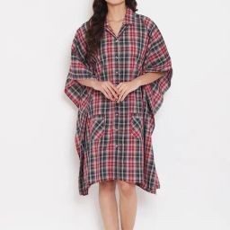 The Kaftan Company Black Checks Sleep Shirt-picture-27