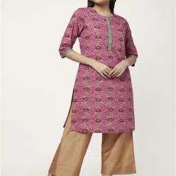 Rangmanch by Pantaloons Pink Cotton Printed Straight Kurta-picture-19