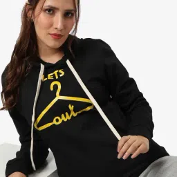 Campus Sutra Black Cotton Graphic Print Sweatshirt-image-11