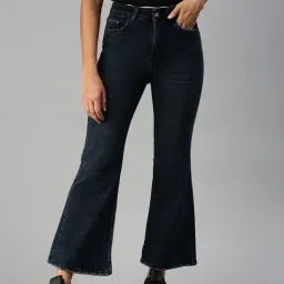 showoffff SHOWOFF Low Distress Blue Bootcut Denim Jeans-picture-33