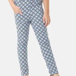 Under Fourteen Only Kids Blue & Black Printed Trousers-image-8