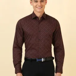 Allen Solly Brown Cotton Slim Fit Printed Shirt-image-81