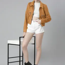 showoffff SHOWOFF Orange Velvet Solid Jacket image 4