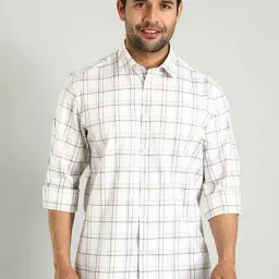 Indian Terrain Off White Regular Fit Checks Shirt-image-83