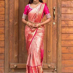 Moda Rapido Woven Design Zari Silk Blend Handloom Banarasi Saree-picture-12