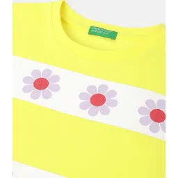 United Colors of Benetton Kids Yellow Floral Print T-Shirt image 3