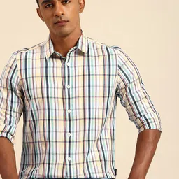 Being Human Slim Fit Opaque Pure Cotton Checked Casual Shirt-image-50