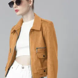 showoffff SHOWOFF Orange Velvet Solid Jacket image 5